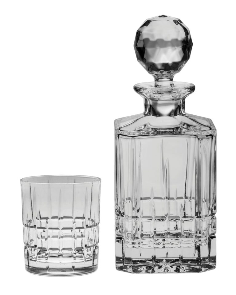 Set Whiskyflasche mit Kristallschliff DOWPER 1 + 6 Gläser