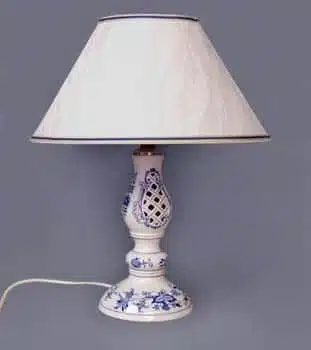 Cibulák – Stolová lampa prelamovaná s kašmírovým tienidlom – originálny cibulák Dubí – 1. akosť