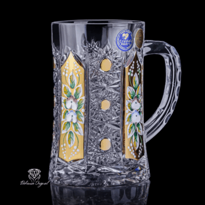 Kristallgeschliffener Bierkrug Laura 500 ml, handbemalt