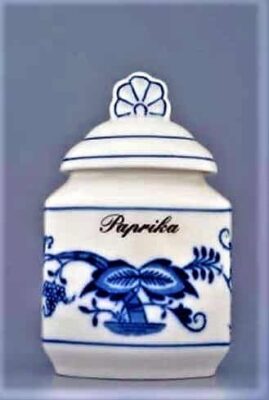 Cibulák – Korenička s viečkom + nápis – originálny cibuľový porcelán 1. akosť