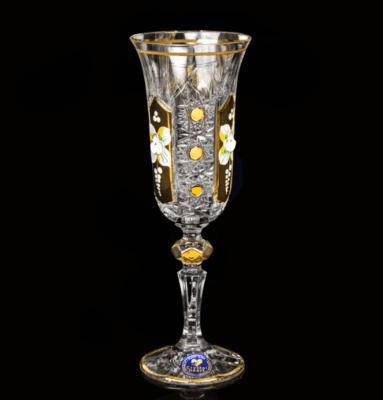 Kristallgeschliffene Champagnergläser Laura 150 ml handbemalt 6er-Set