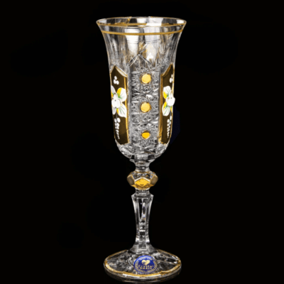 Kristallgeschliffene Champagnergläser Laura 150 ml handbemalt 6er-Set