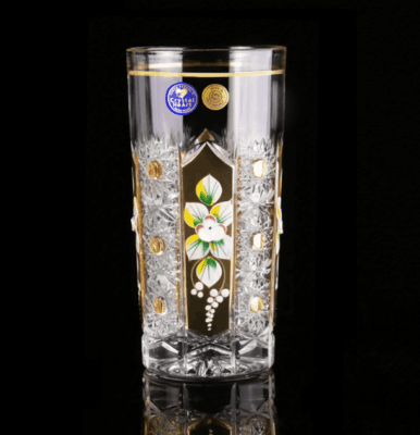 Kristallgeschliffene Wassergläser Laura 350 ml, handbemalt, 6er-Set